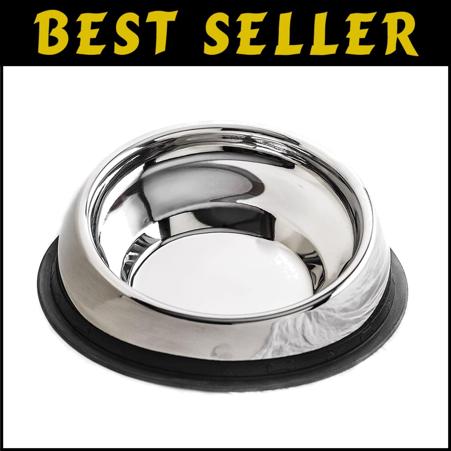 Large Slanted Pet Bowl with Raised Ridge - Stainless Steel and No Spill Design