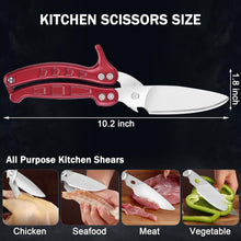 Load image into Gallery viewer, Multipurpose Kitchen Shears &amp; Herb Scissors Set – Professional Grade in Burgundy