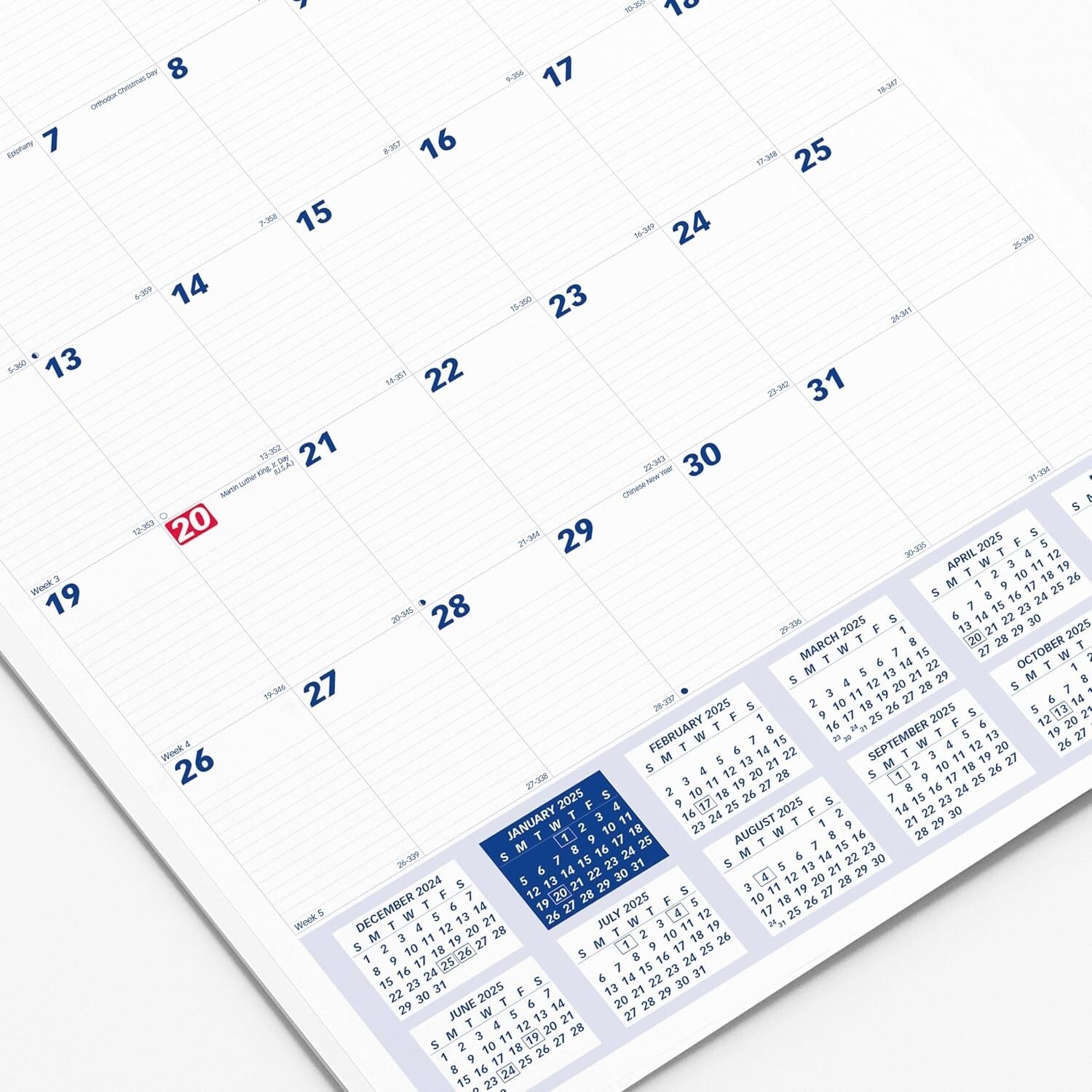 2025 Monthly Wall Calendar - Twin-Wire Binding, 20" x 30" for Elegant Planning