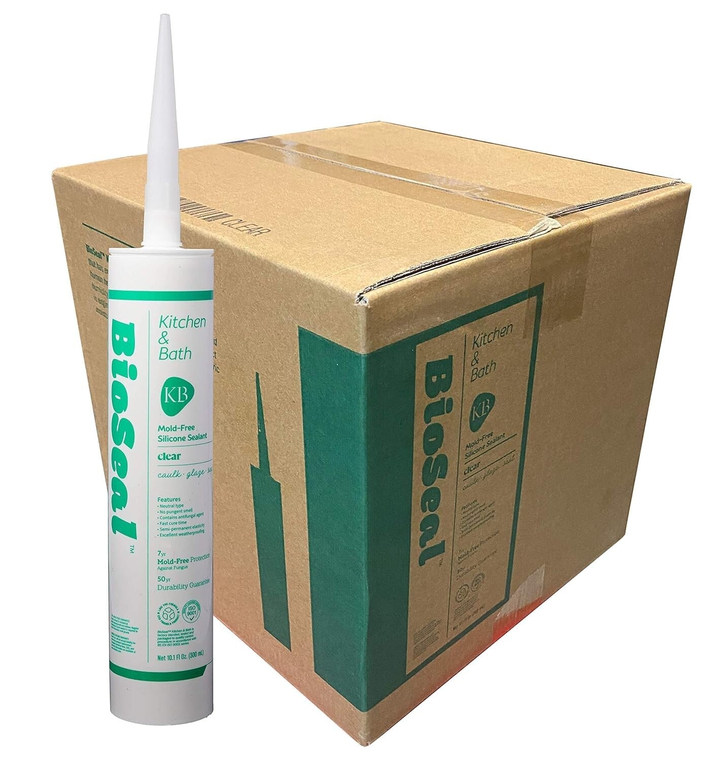 Durable 100% Silicone Caulk - Waterproof Sealant for Kitchen and Bath, 25 Pack