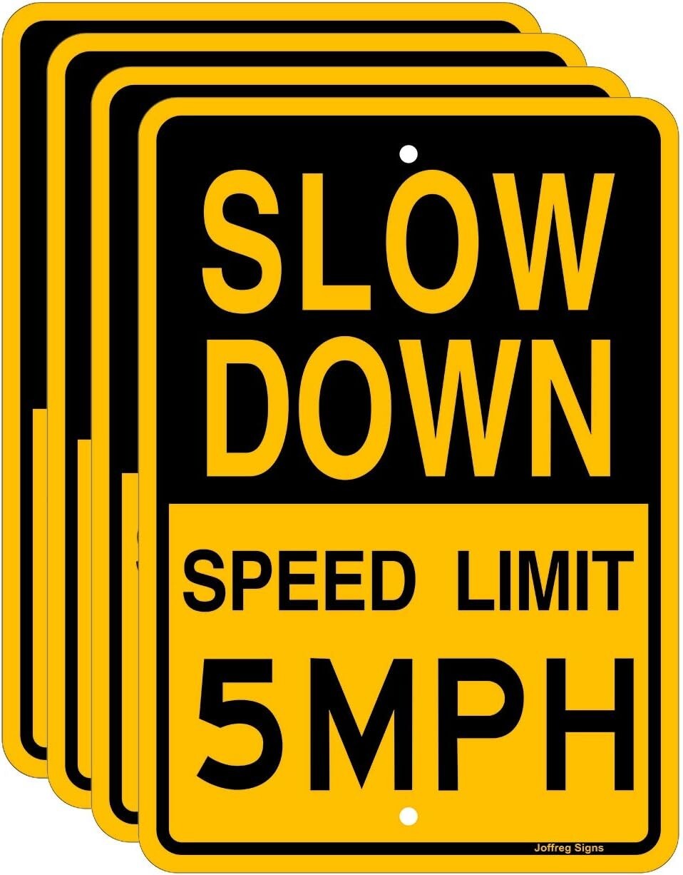 Durable 5 MPH Traffic Sign - Easy Install Reflective Aluminum 4-Pack (17x12 in)