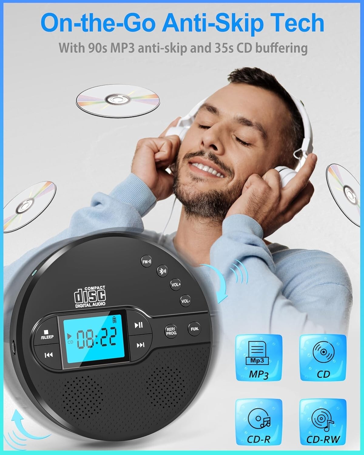 Dual Stereo Speaker CD Player with LCD Display - Perfect for Travel & Home