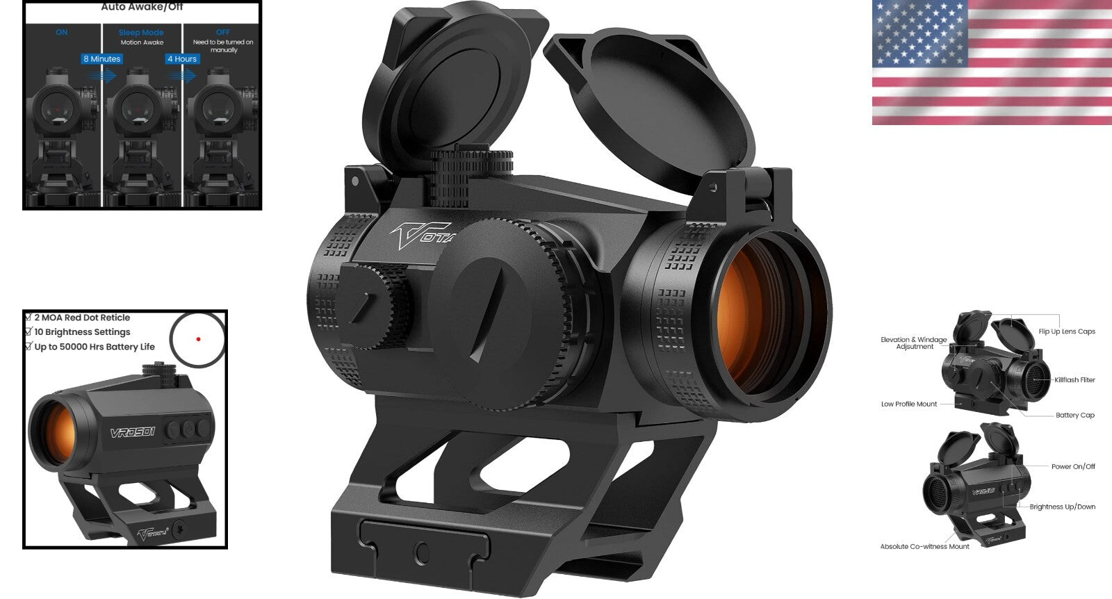 Compact and Lightweight Red Dot Sight with Anti-Reflection and Co-Witness Mount