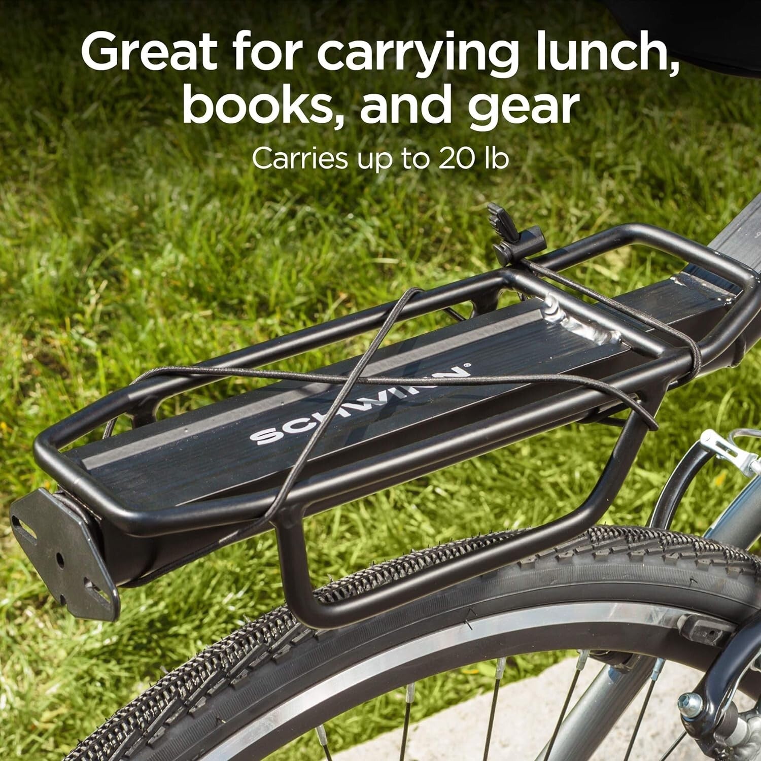 Lightweight Aluminum Rear Bike Rack, Holds Up to 26 lbs for Easy Cargo Transport