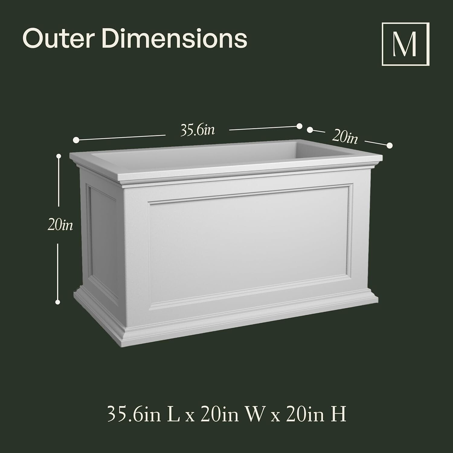 Self-Watering 20x36in Outdoor Planter with Built-In Water Reservoir - Black