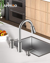 Load image into Gallery viewer, Brushed Nickel Kitchen Faucet with Soap Dispenser &amp; Pull Down Sprayer - 3 Holes