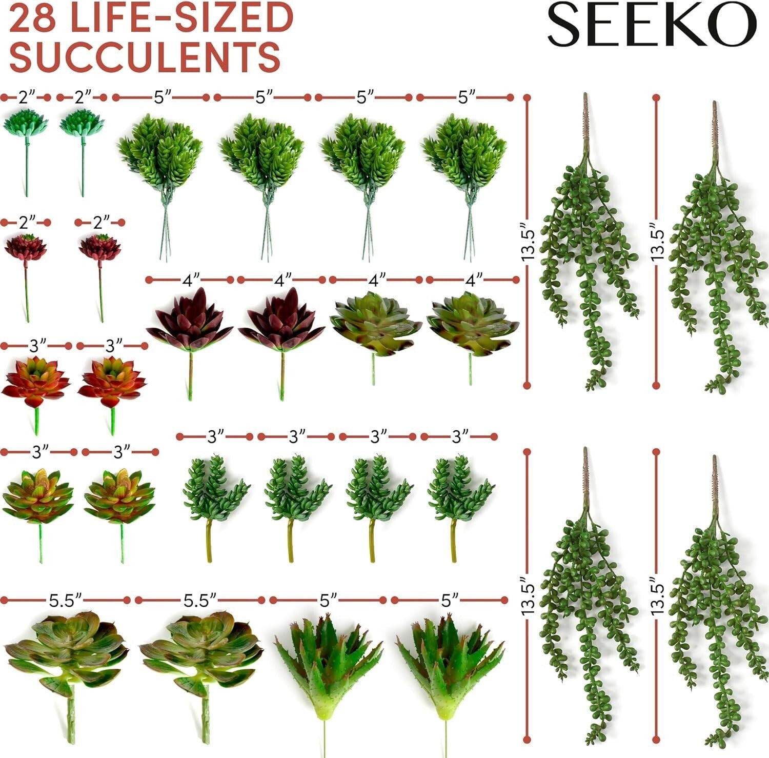 Bendable 28pc Faux Succulents - Ideal for Weddings, Offices, and Home Decor