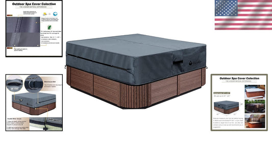 Customizable Dark Gray Hot Tub Cover - 600D Waterproof with Secure Lock Design