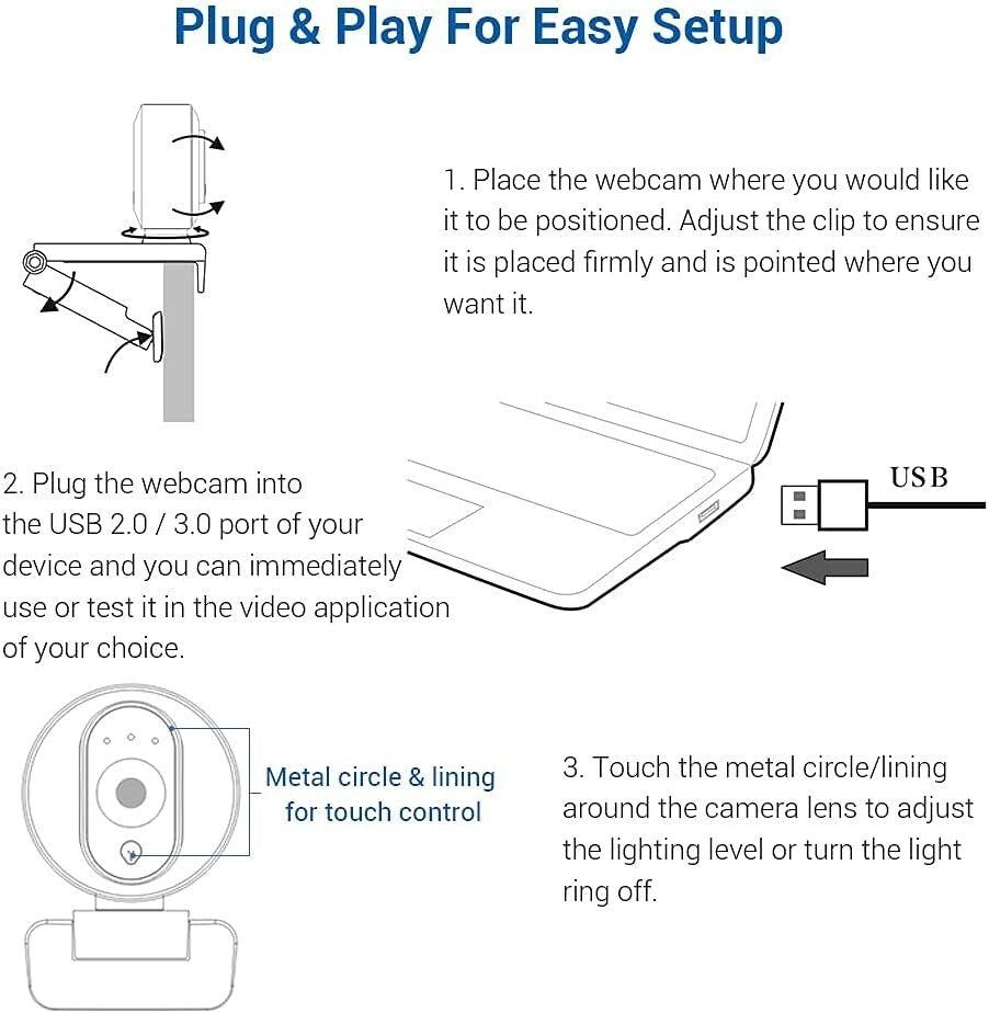 N680E 1080P Webcam with Ring Light & Dual Microphones – Perfect for Streaming