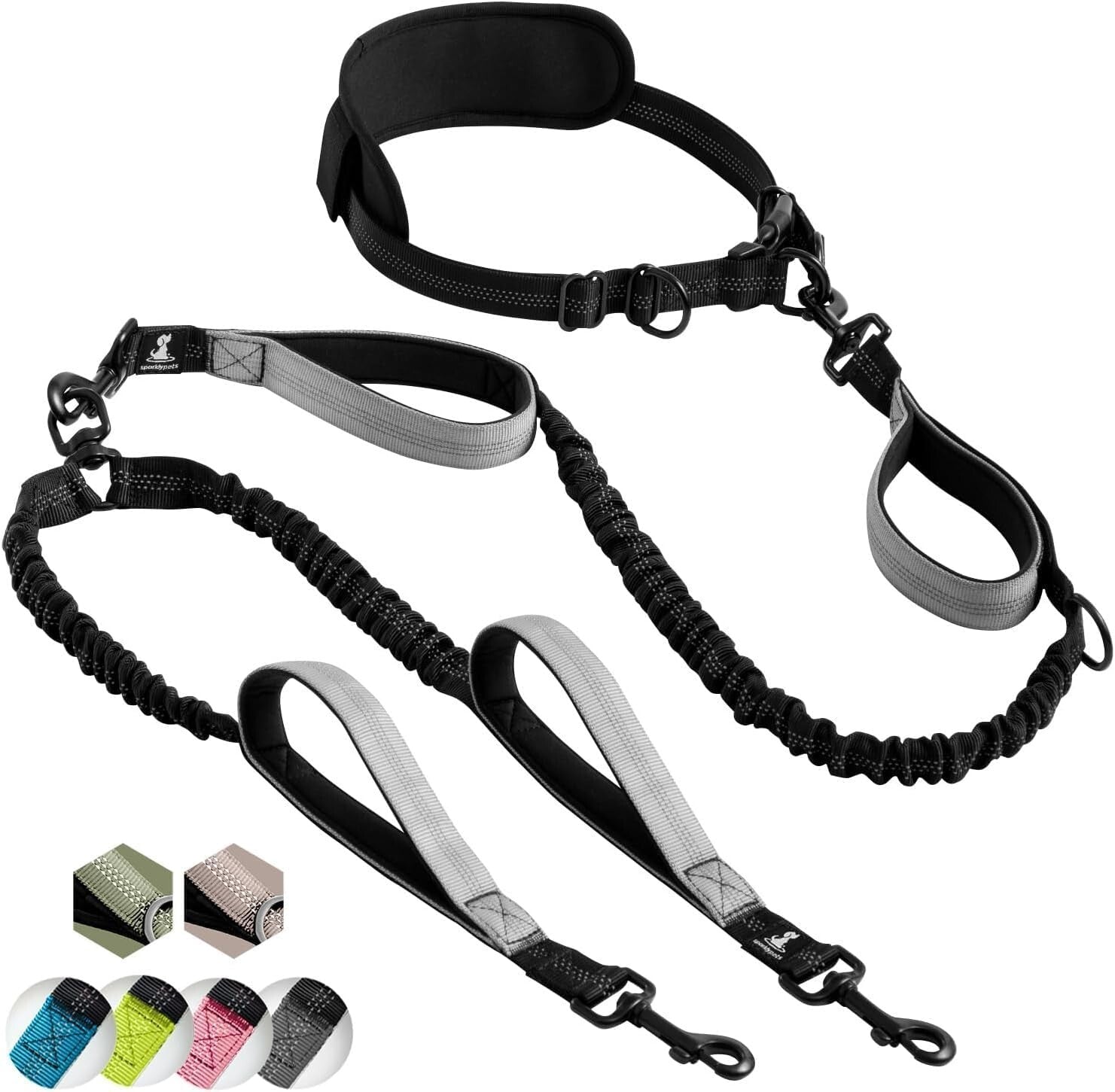 Durable Dual Dog Leash with Comfortable Padded Handles - Best for Medium/Large
