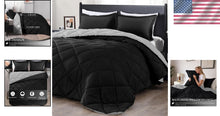 Load image into Gallery viewer, Luxurious Black and Grey California King Comforter Set - Soft Microfiber Bedding
