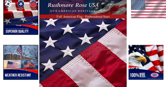 Certified 5x8 American Flag - Heavy Duty Outdoor Nylon, Weatherproof & Proud