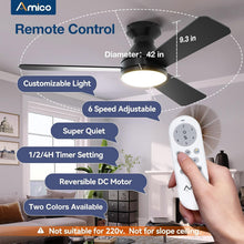 Load image into Gallery viewer, Elegant 42-Inch Low Profile Ceiling Fan with Remote, 3CCT &amp; Whisper Quiet