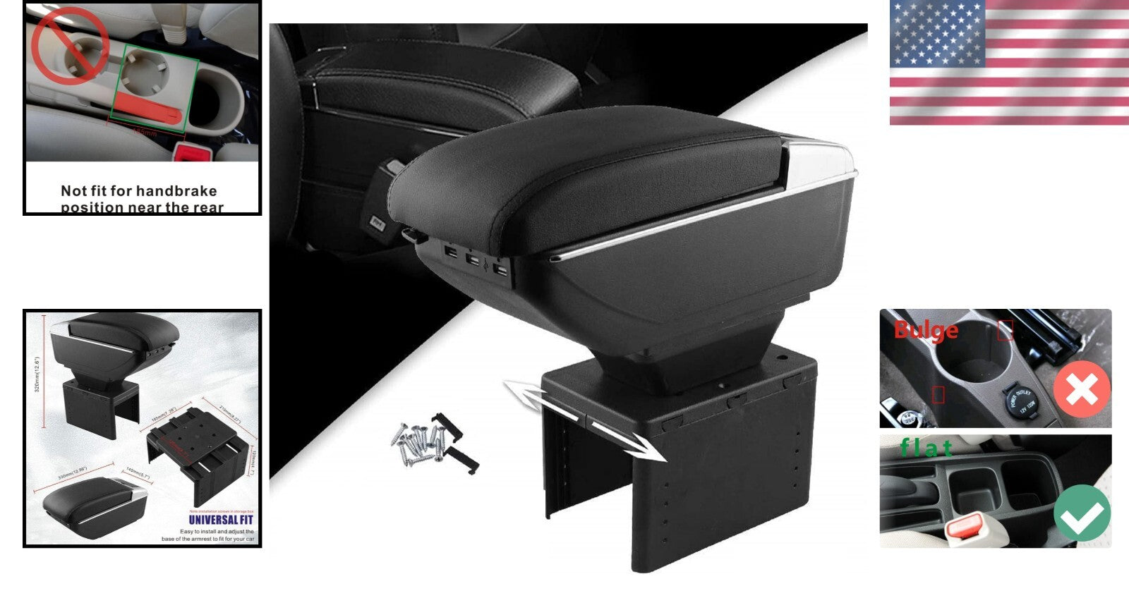 Premium Double Layer Armrest Box for Cars with Retractable Cup Holder & 7 USB