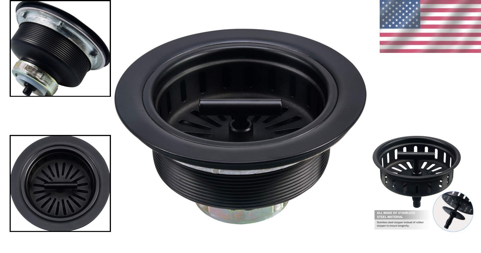 Stainless Steel Kitchen Sink Strainer Assembly - Rustproof & Leak-Proof Design