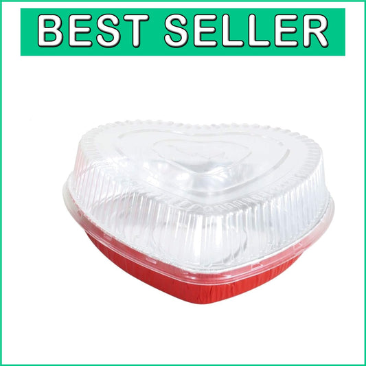 8-Inch Disposable Heart Baking Tins with Snap-On Lids - Perfect for Treats!