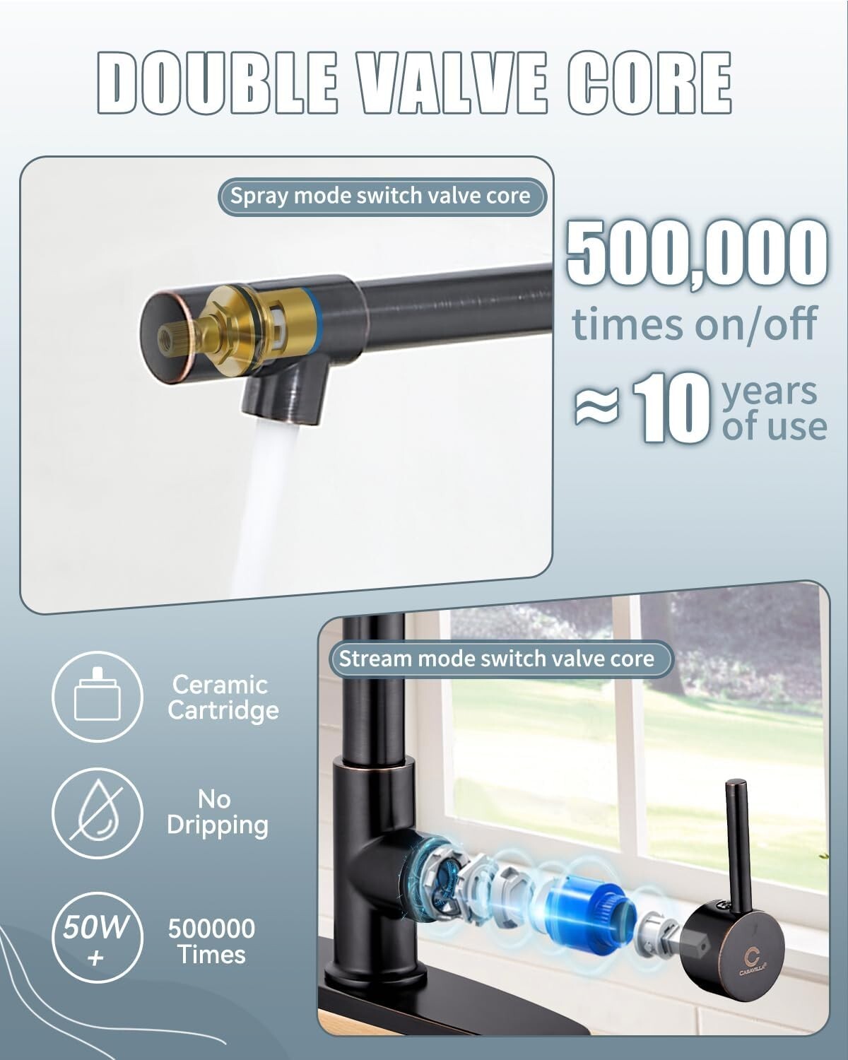 Elegant Oil Rubbed Bronze Pull Down Kitchen Faucet with Soap Dispenser & Sprayer