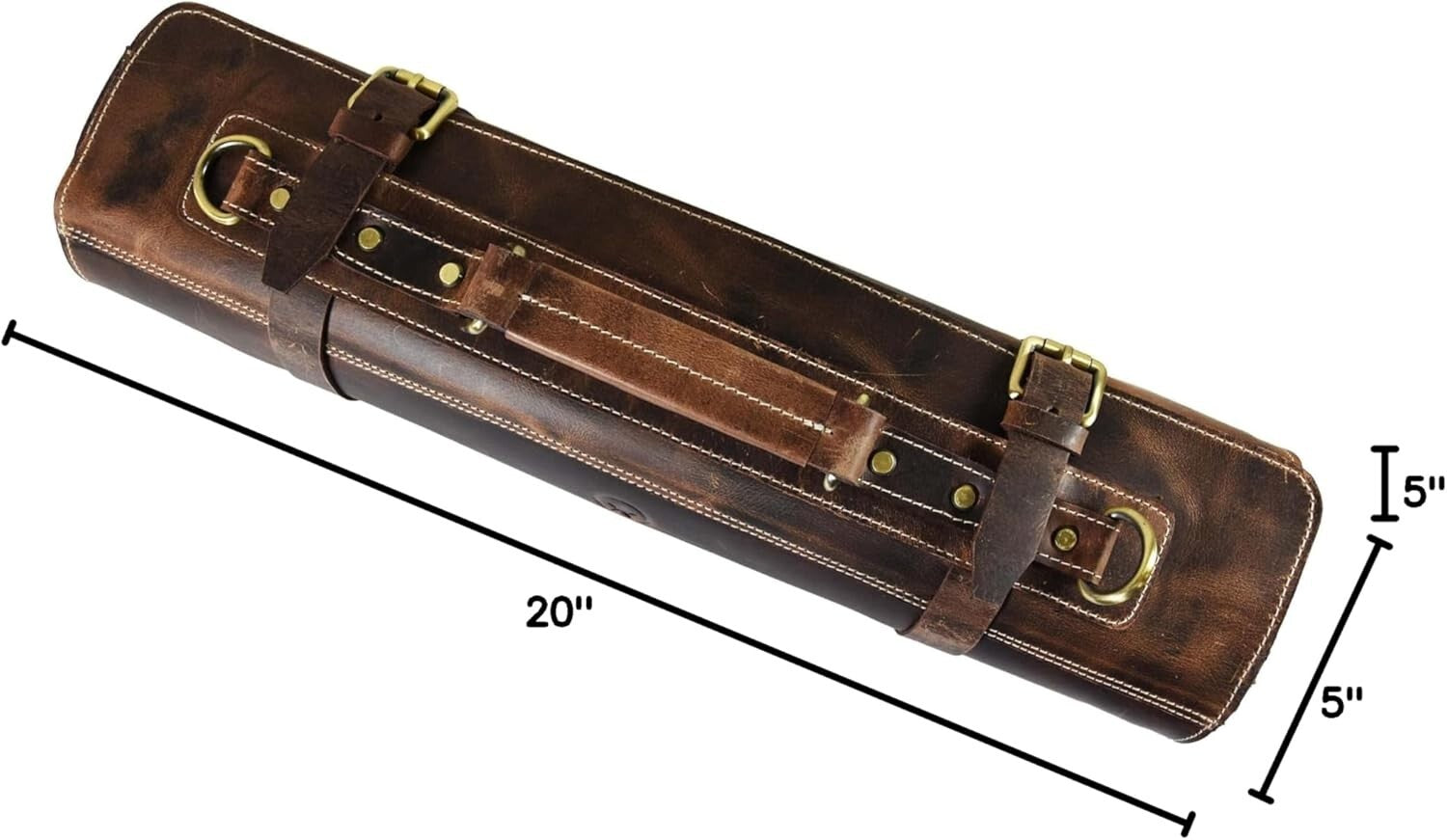 Artisan Crafted Leather Knife Roll with Adjustable Strap & 10 Elastic Pockets