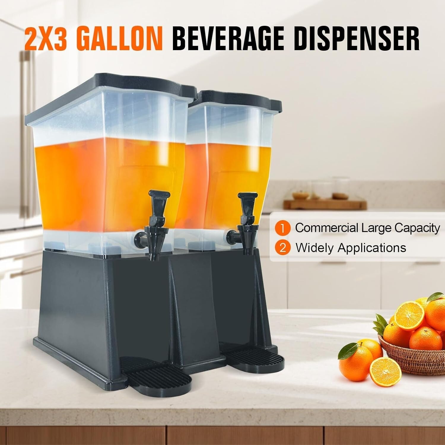 Commercial Juice Dispenser with 6 Gallon Capacity - Ideal for Buffets & Events