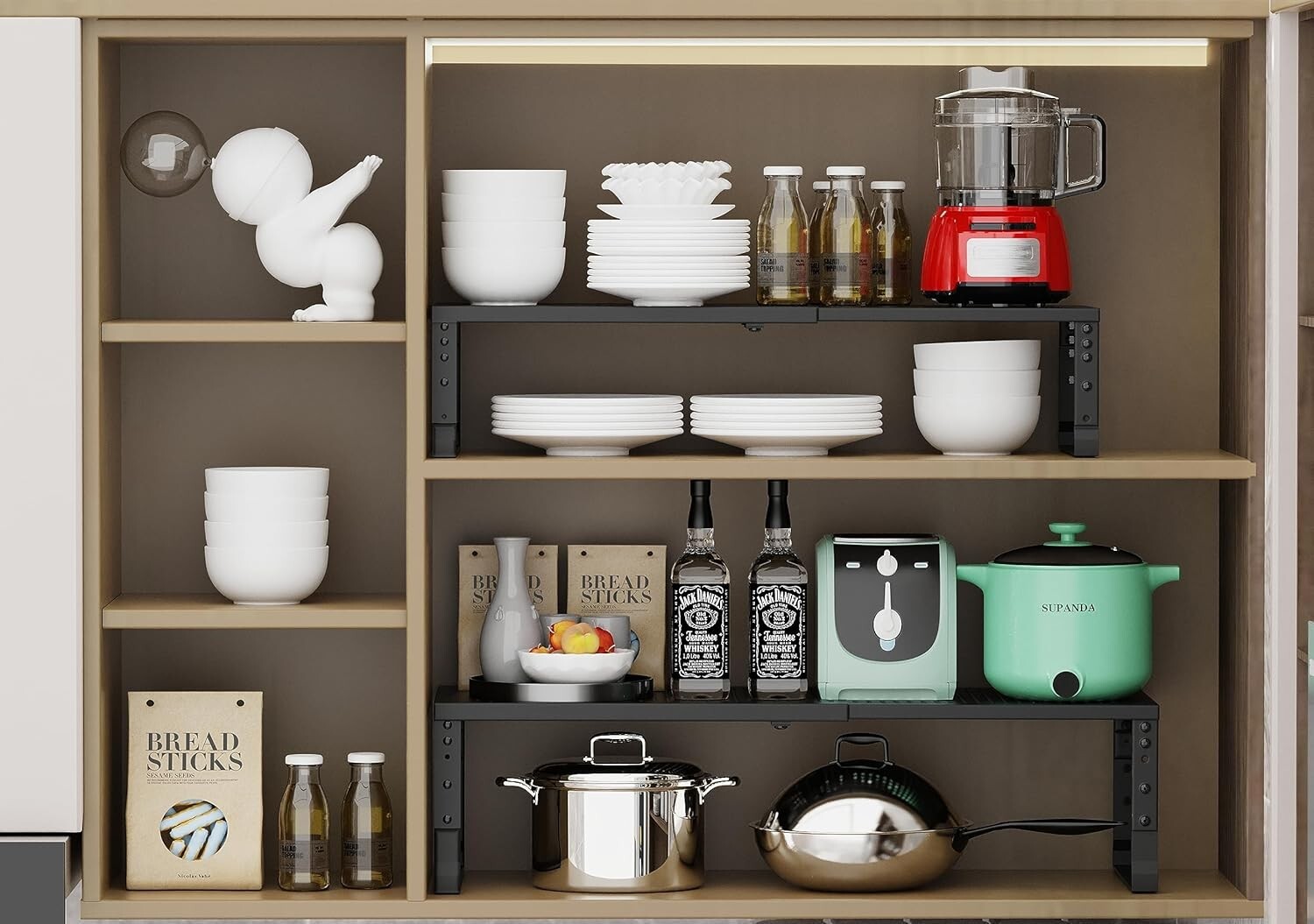 Expandable & Stackable Kitchen Organizer - Adjustable Metal Spice Rack Set