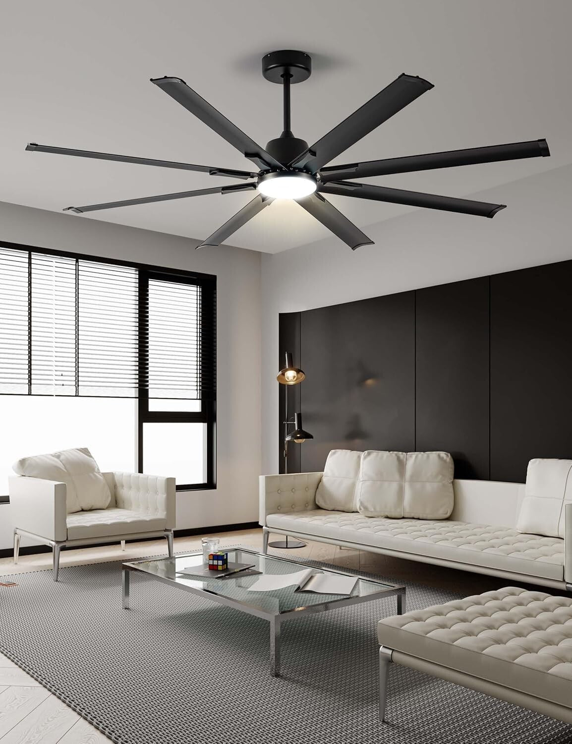 Energy-Efficient 72-Inch Outdoor/Indoor Ceiling Fan with 8 Aluminium Blades