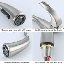 Load image into Gallery viewer, Elegant Brushed Nickel Kitchen Faucet with Pull-Down Sprayer – High Arc Design