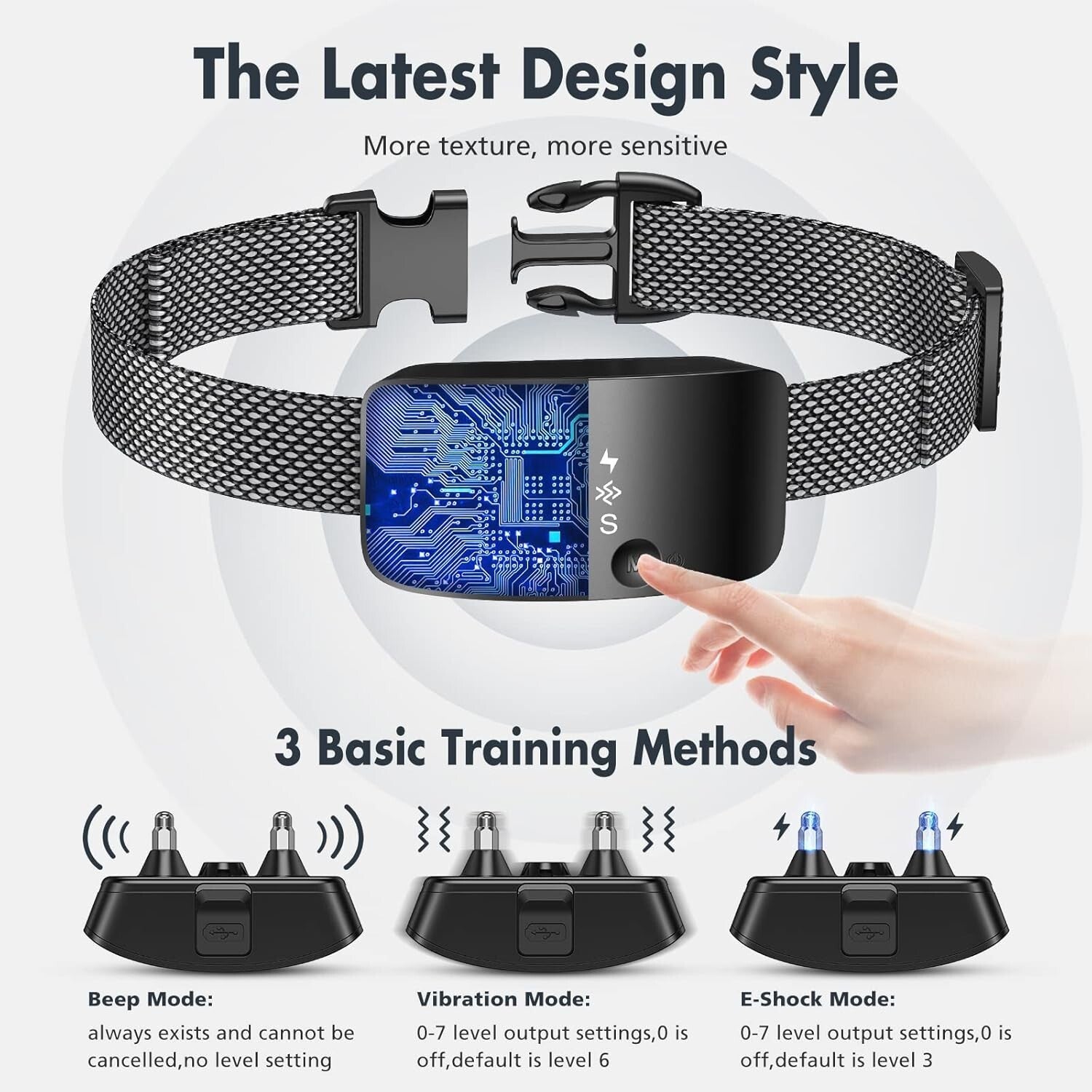 Effective Rechargeable Anti Barking Collar for Medium & Large Breeds - 3 Modes