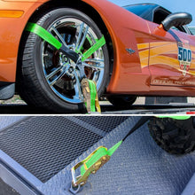 Load image into Gallery viewer, All-in-One Car Tie Down Strap Kit - 10K Break Strength, 4 Ratchet &amp; Axle Straps