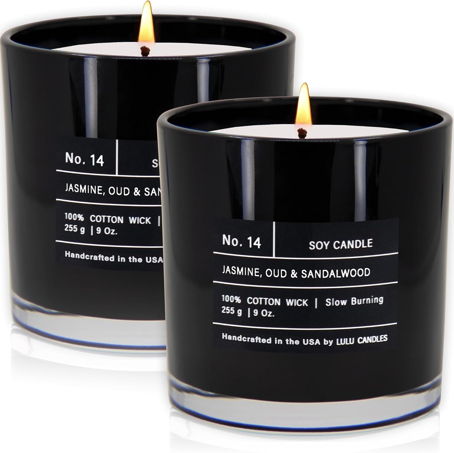 Eco-Friendly Jasmine, Oud & Sandalwood Candle Duo - Highly Scented & Memorable