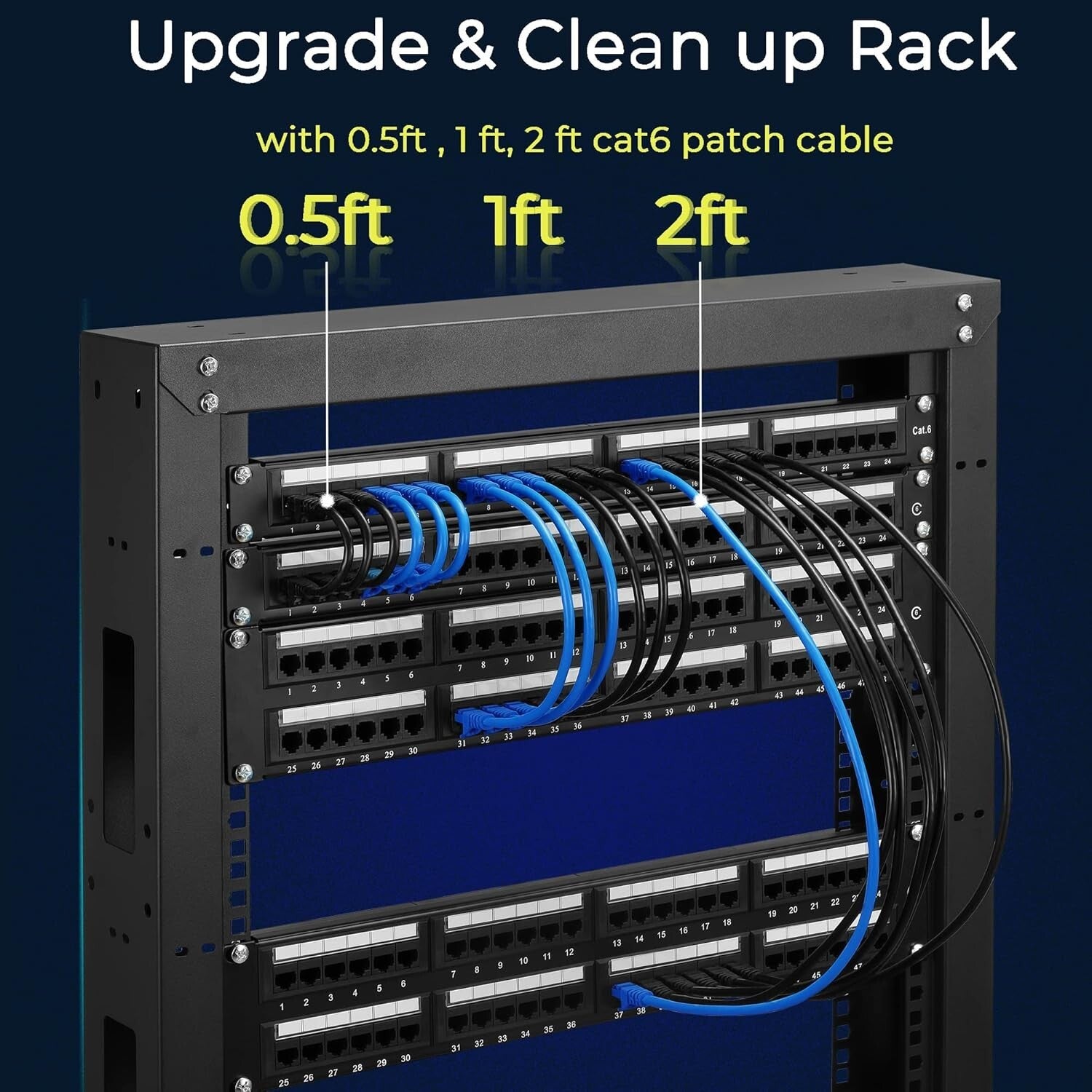 10G High-Speed Cat6 Ethernet Patch Cable 10ft - 24 Pack for Organized Networking