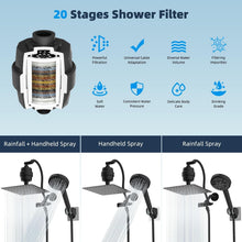 Load image into Gallery viewer, Dual Filtered Shower Head Set: 12'' Rainfall with Adjustable Arm &amp; 10 Settings