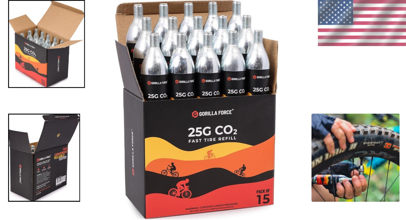 Eco-Friendly 25g CO2 Cartridges for Effortless Bike Tire Inflation - Pack of 15