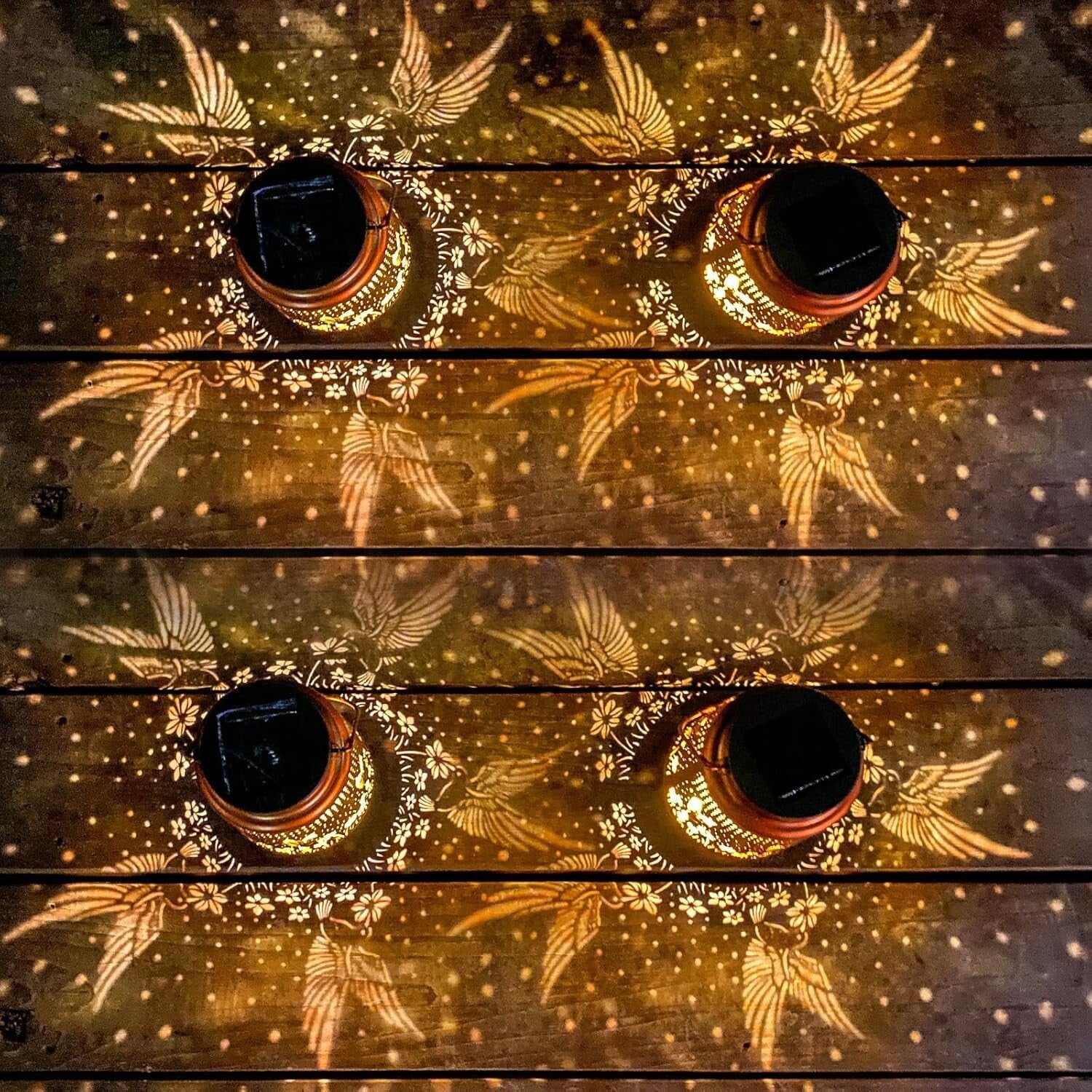 4 Pack Solar-Powered Hanging Hummingbird Lanterns - Elegant Outdoor Decor