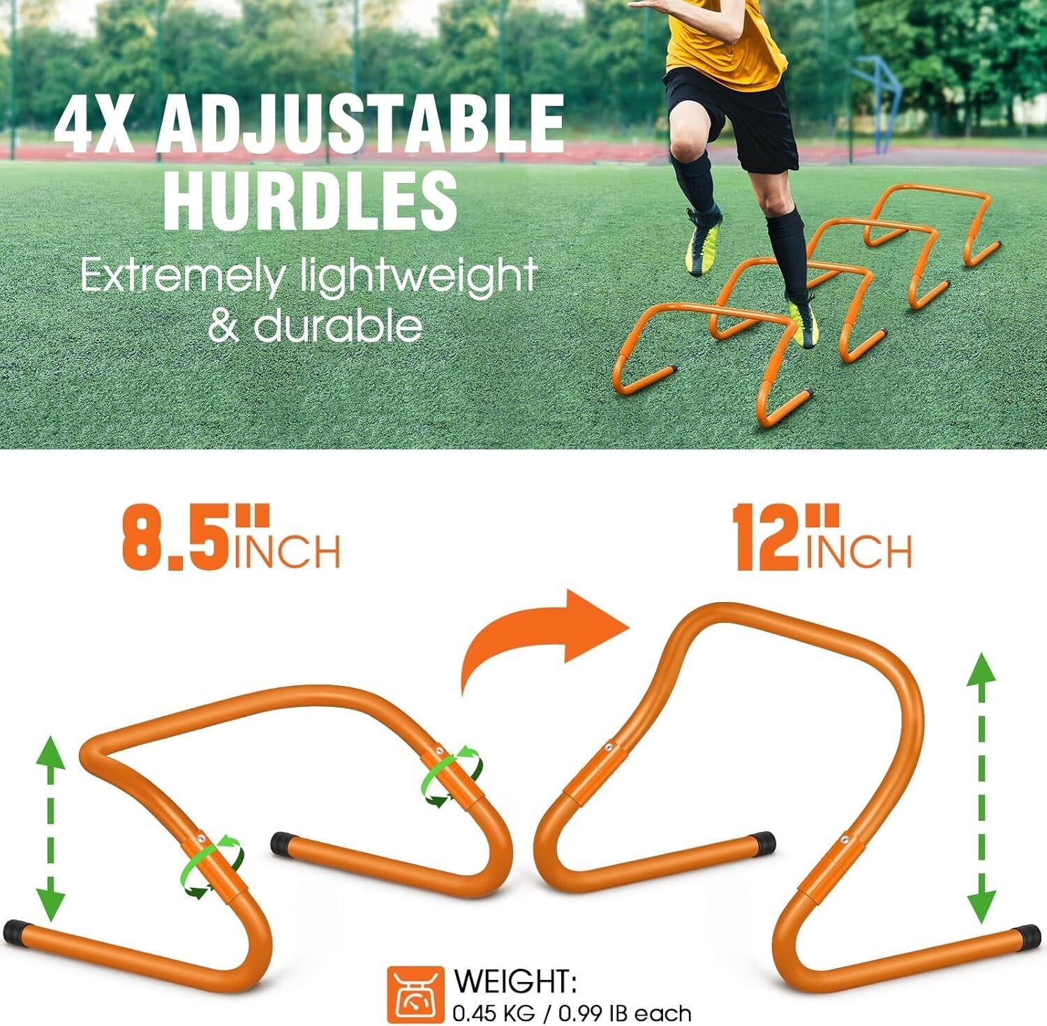 20ft Agility Ladder Set with Adjustable Hurdles & Jump Rope for All Levels