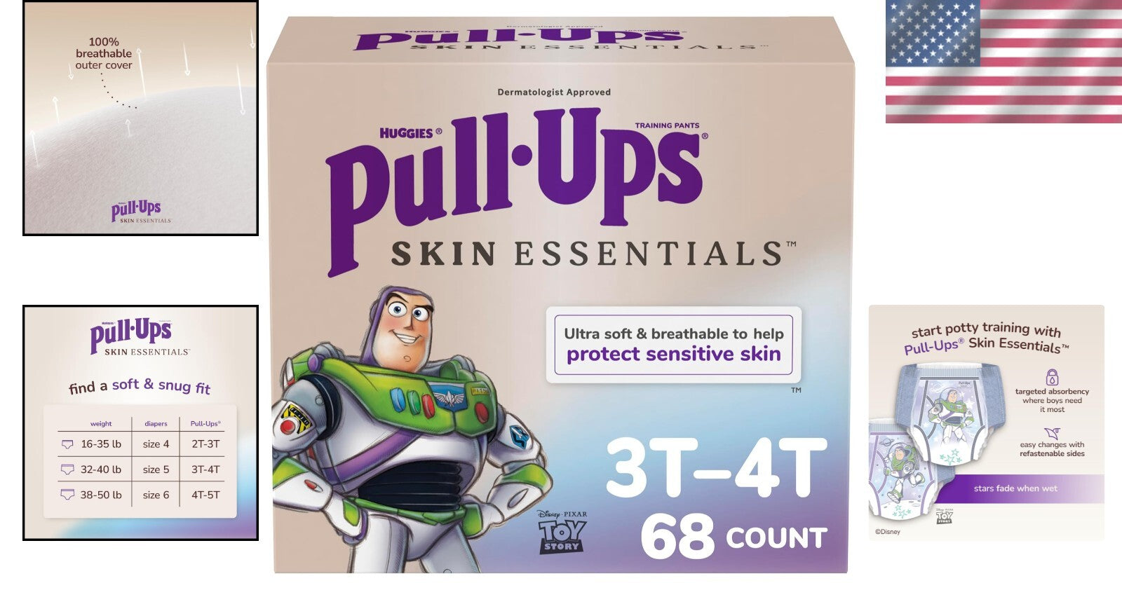 Hypoallergenic Boys' Potty Training Pants, 3T-4T, 68 Ct - Skin-Friendly Comfort