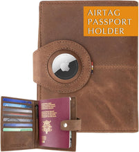 Load image into Gallery viewer, Travel Document Holder with RFID &amp; AirTag Compatibility - Elegant Brown Leather