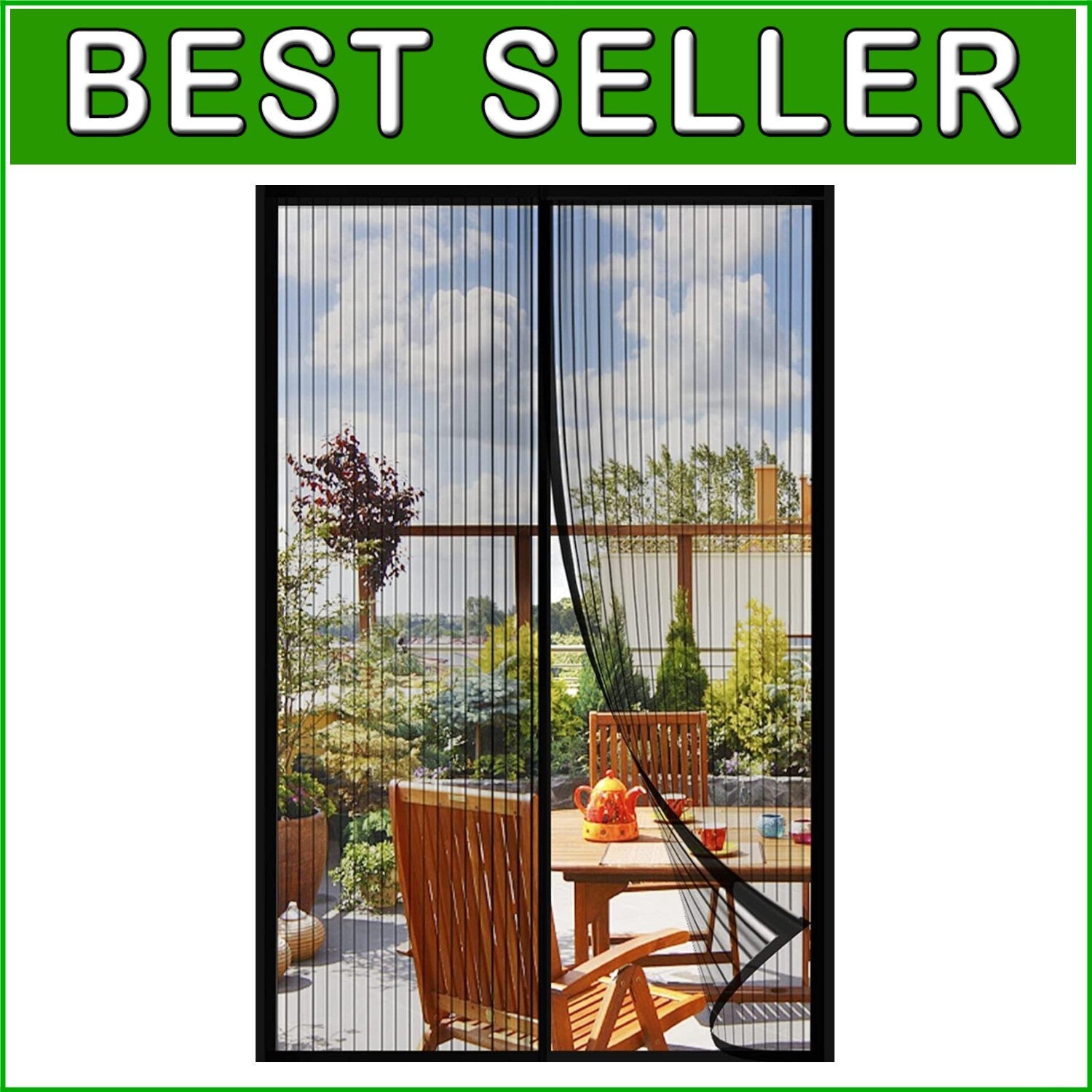 Easy Install Magnetic Screen Door, 72" x 80" - Keeps Bugs Out & Fresh Air In