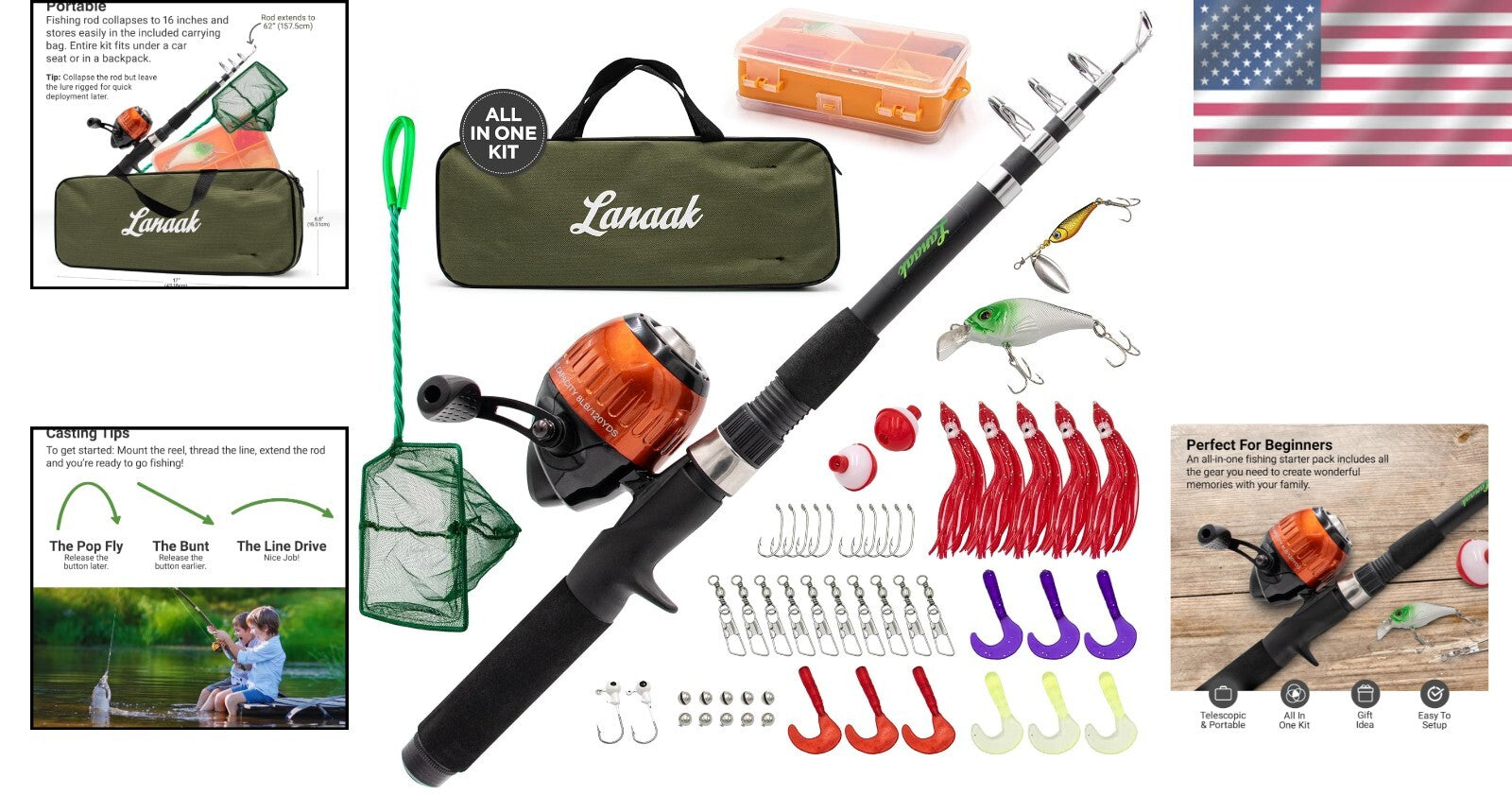 65-Inch Telescopic Fishing Rod Kit for Kids - Ultimate Outdoor Adventure Gear