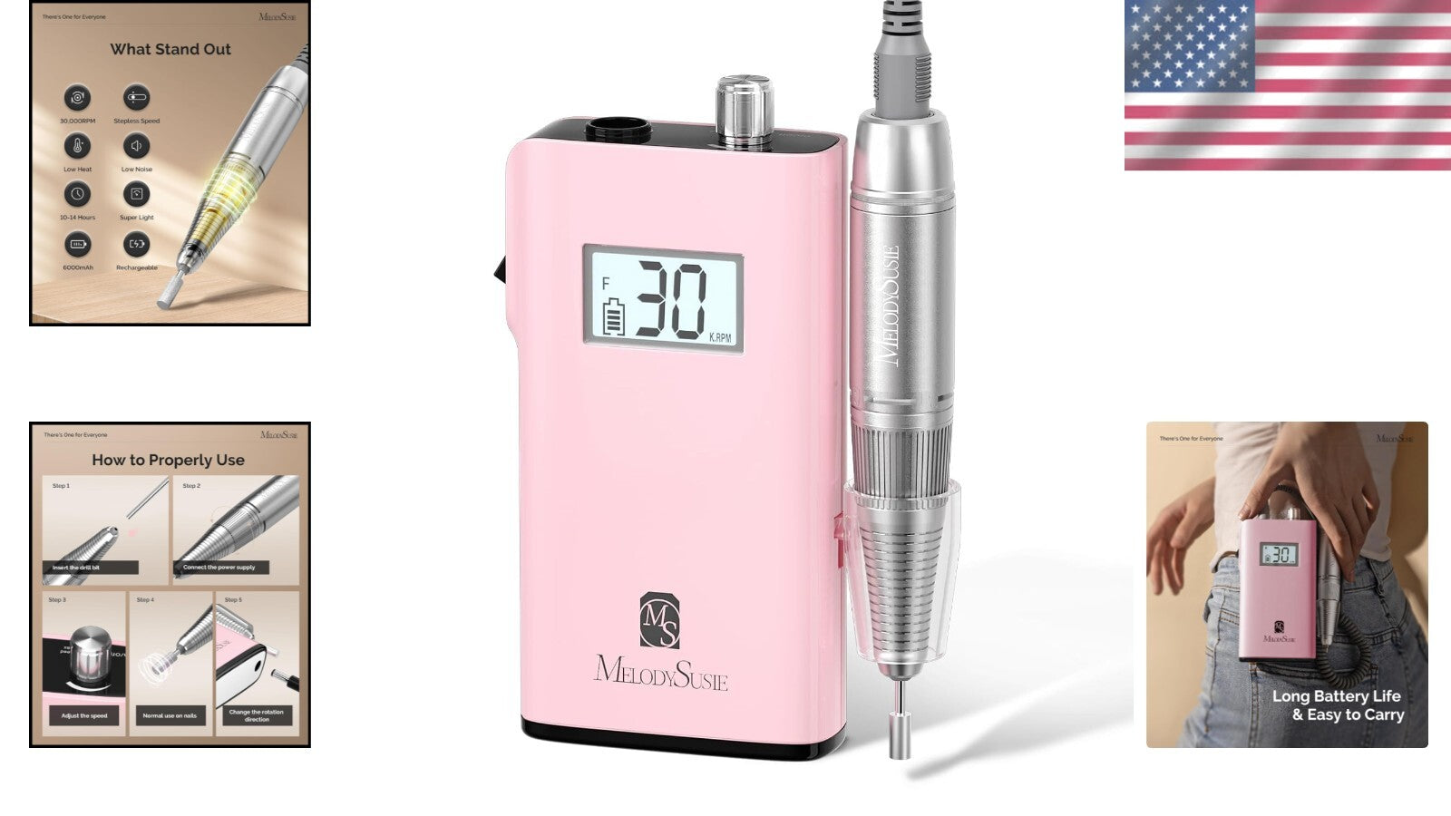 High-Speed Salon Nail Drill - 30,000 RPM with LCD Display & Low Vibration Design