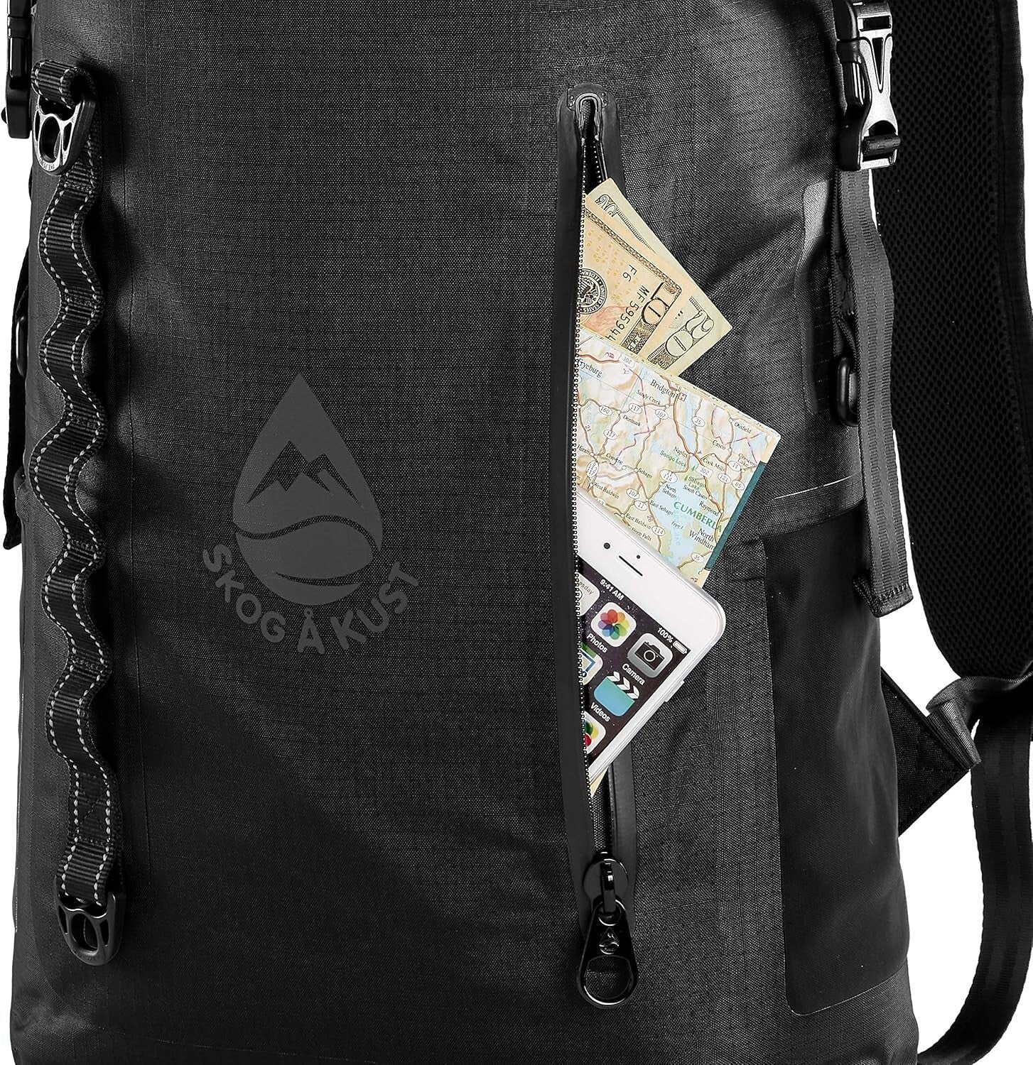 Adventure-Ready 35L Nylon Waterproof Backpack with Airtight Front Pocket