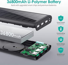 Load image into Gallery viewer, 5-in-1 Wireless Portable Charger 36800mAh – Solar &amp; Fast Charging Power Bank