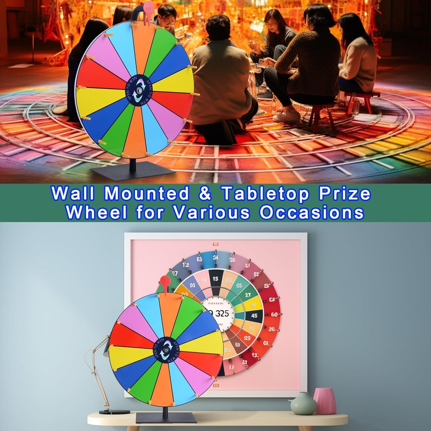 Durable 16-Inch Prize Wheel with 14 Customizable Slots & Eraser for Fun Events