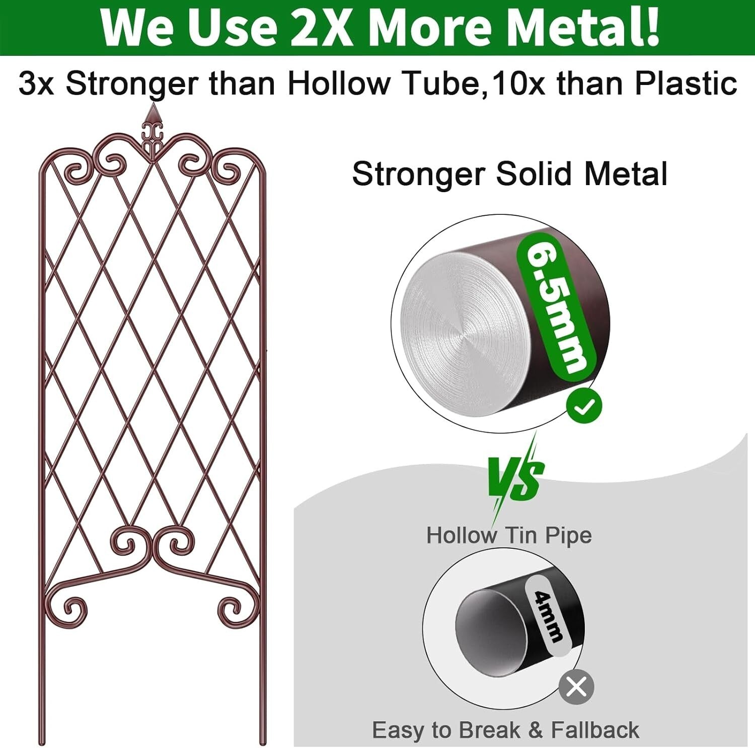 Durable 60” x 18” Metal Garden Trellis - Weather-Resistant Climbing Support