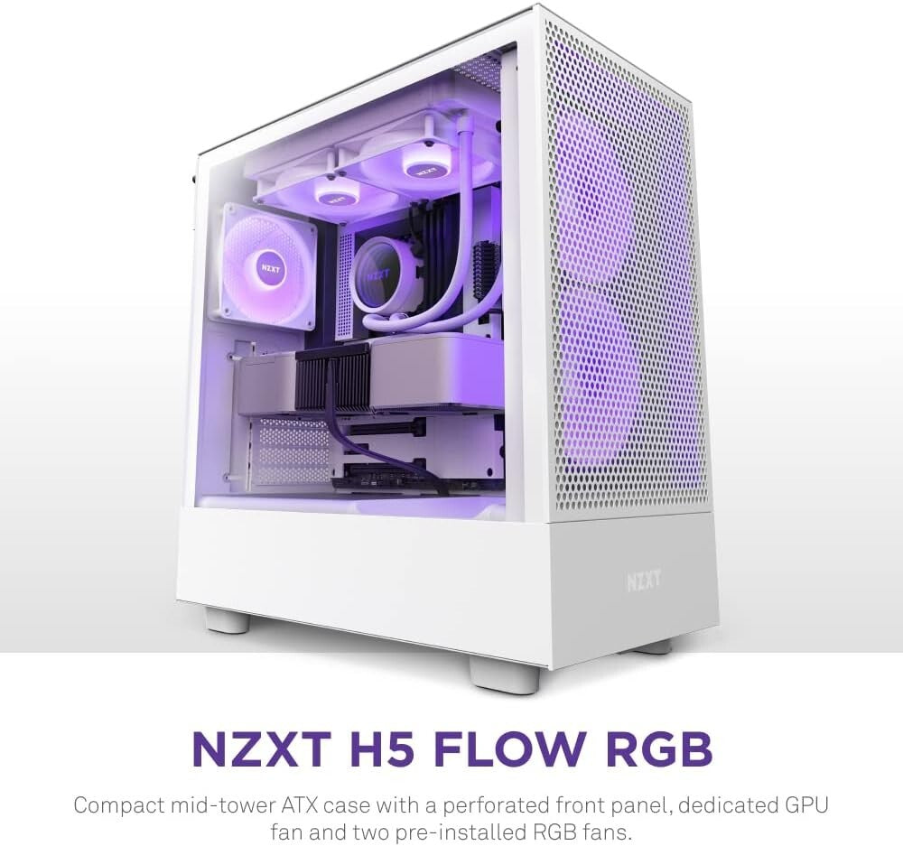 Elegant White Gaming Case for ATX Builds: RGB Lights & Optimized Cooling
