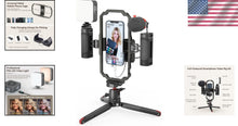 Load image into Gallery viewer, Compact Video Rig for iPhone with Microphone, LED Light &amp; Adjustable Features