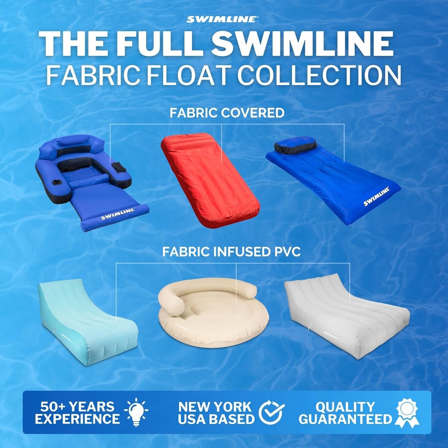 Nylon Fabric Pool Float Mattress with Supportive Headrest & Easy Air Setup, 55"L