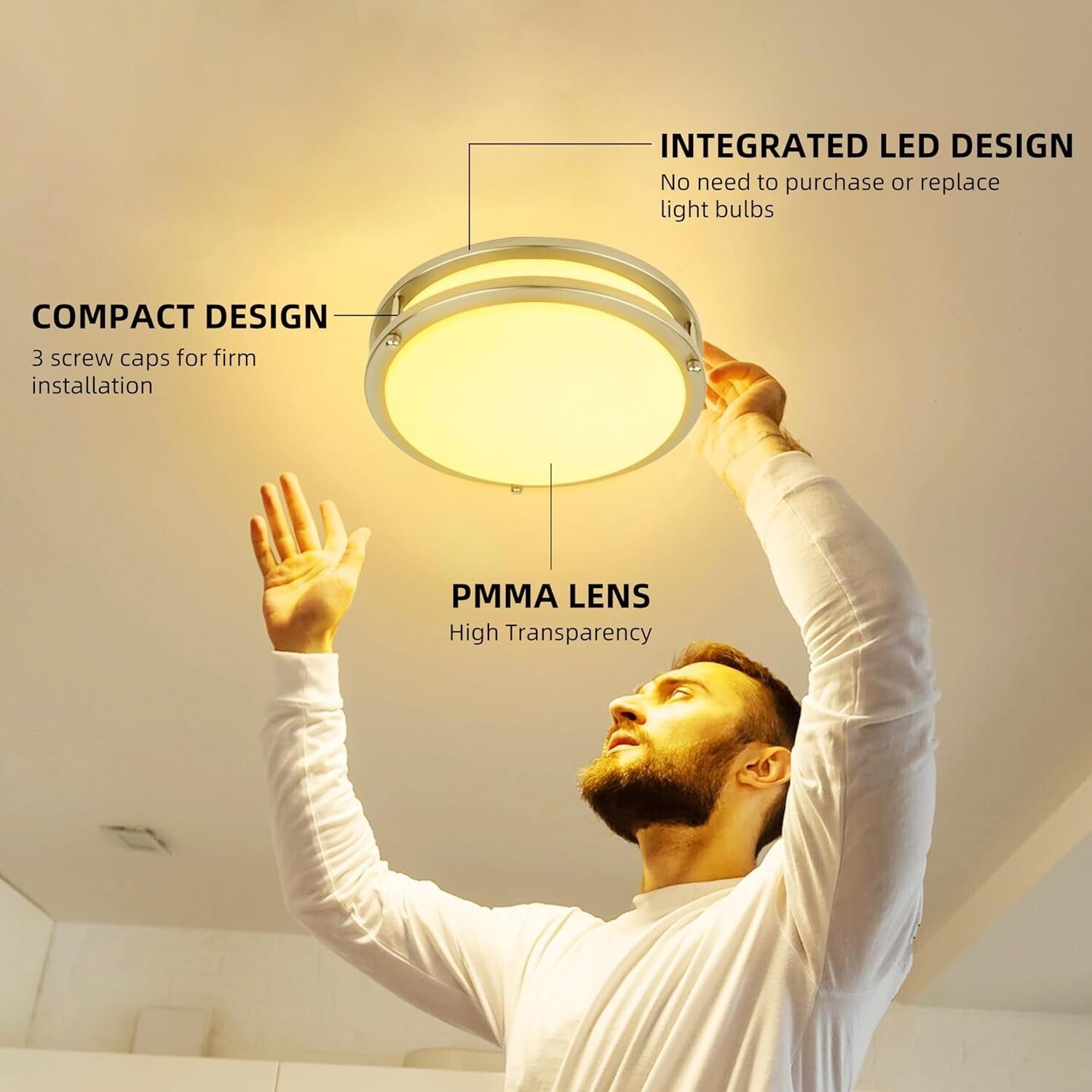 Energy-Efficient 2 Pack 13" Flush Mount Ceiling Lights with Dimming Feature