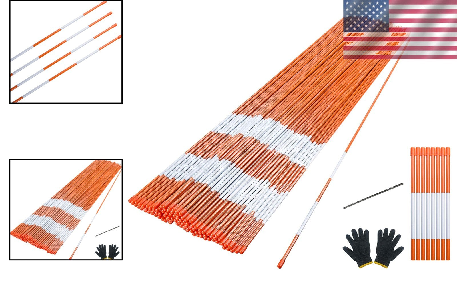 Flexible Fiberglass Driveway Markers - 100PCS Reflective Night Visibility Poles