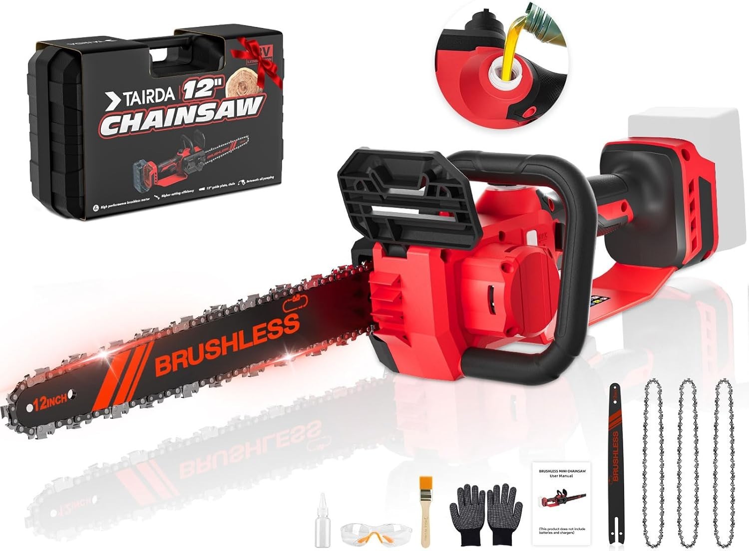 Effortless Trimming: 12-Inch Mini Chainsaw - Compatible with MWK 18V Batteries