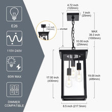 Load image into Gallery viewer, Elegant Adjustable 3-Light Outdoor Light with Clear Glass Shade – Black Finish